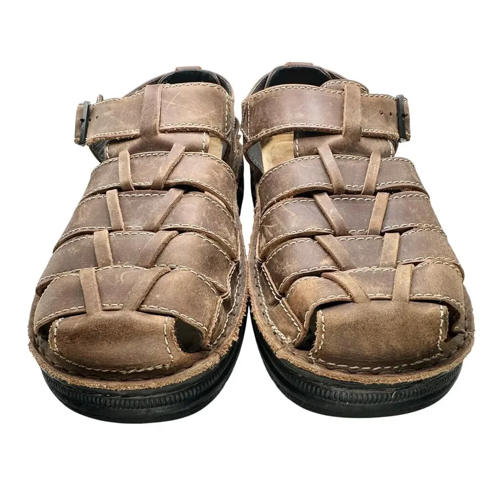 NAOT | Men | Julius Brown Leather Fisherman Buckle Strap Sandals | EU 46 US 13